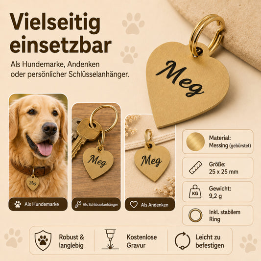 Herz Hundemarke individuell und kostenlos graviert