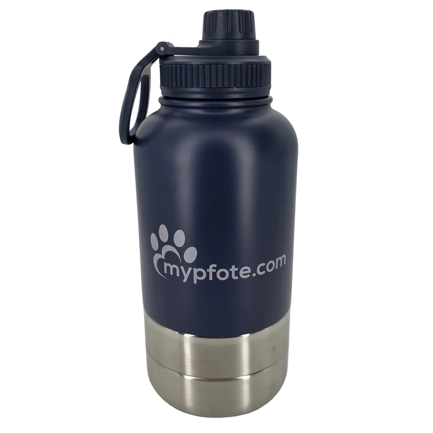 Hunde Trinkflasche 950 ml für unterwegs mit Behälter für Futter, Farbe Indigo
