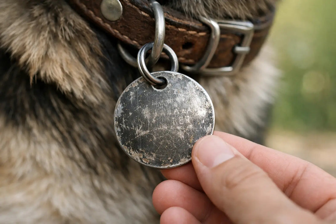 Gravur lesbar trotz Abnutzung beim Hund