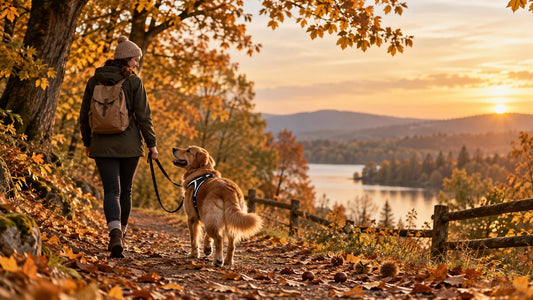Herbstspaziergänge mit Hund: Sicher durch Laub, Dunkelheit und Kastanienzeit