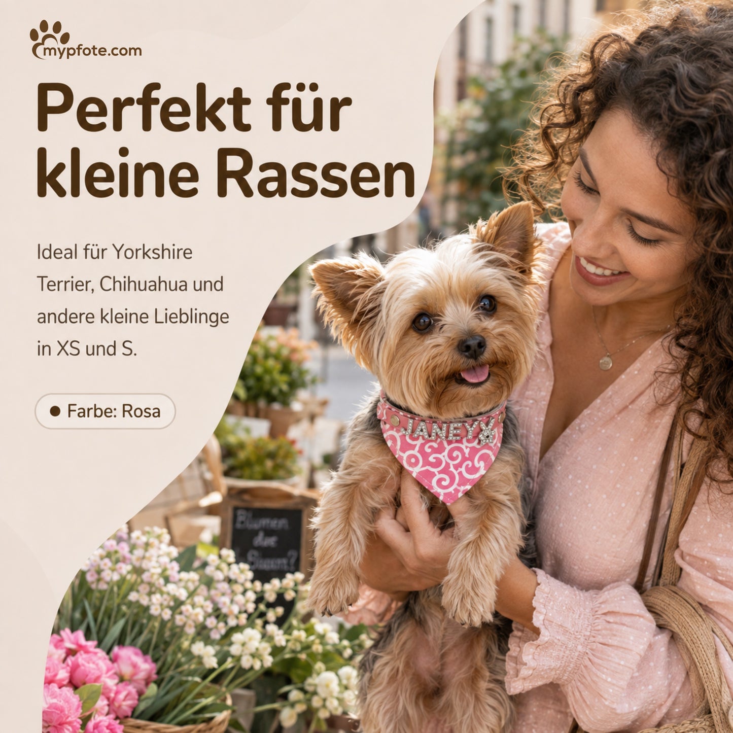 Hundehalstuch mit Namen und Hundehalsband aus echtem Leder. Besetzt mit glitzer Strass-Buchstaben
