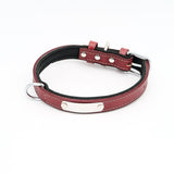 High quality dog collar with name made of leather, inner padding and free engraving, color brown