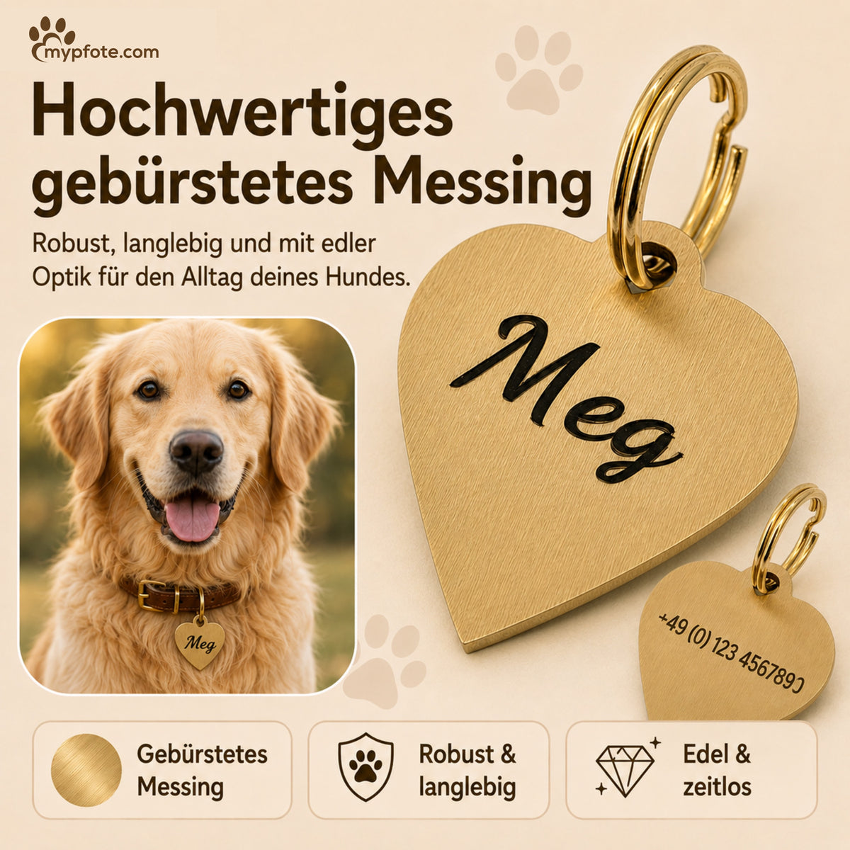 Herz Hundemarke individuell und kostenlos graviert