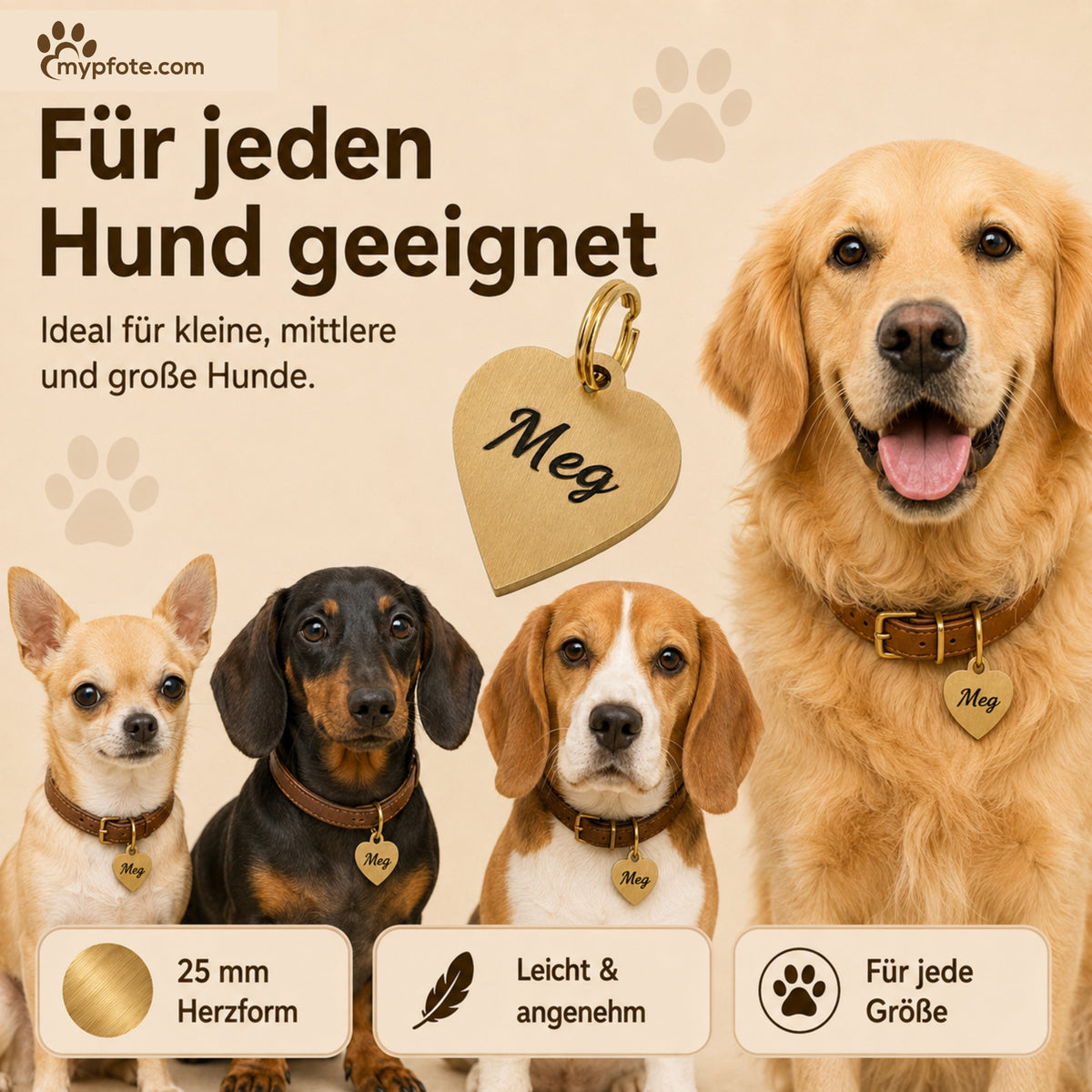 Herz Hundemarke individuell und kostenlos graviert