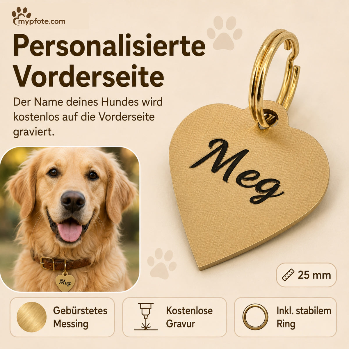 Herz Hundemarke individuell und kostenlos graviert