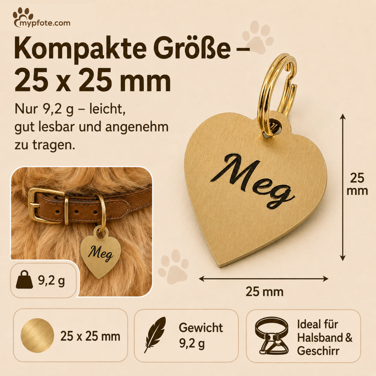 Herz Hundemarke individuell und kostenlos graviert