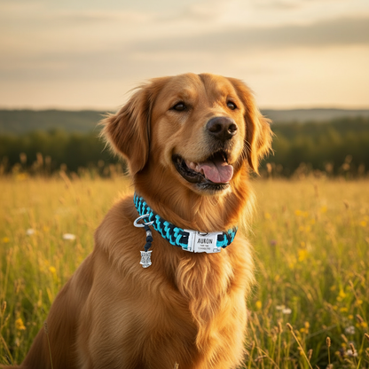 Paracord Hundehalsband mit Gravur von Name und Telefon