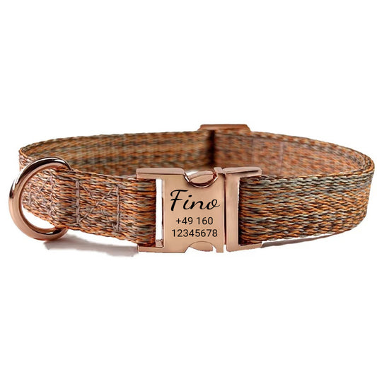 Fino – Personalisiertes Nylon-Hundehalsband mit Gravur | Name & Telefonnummer | Robust, bequem & individuell