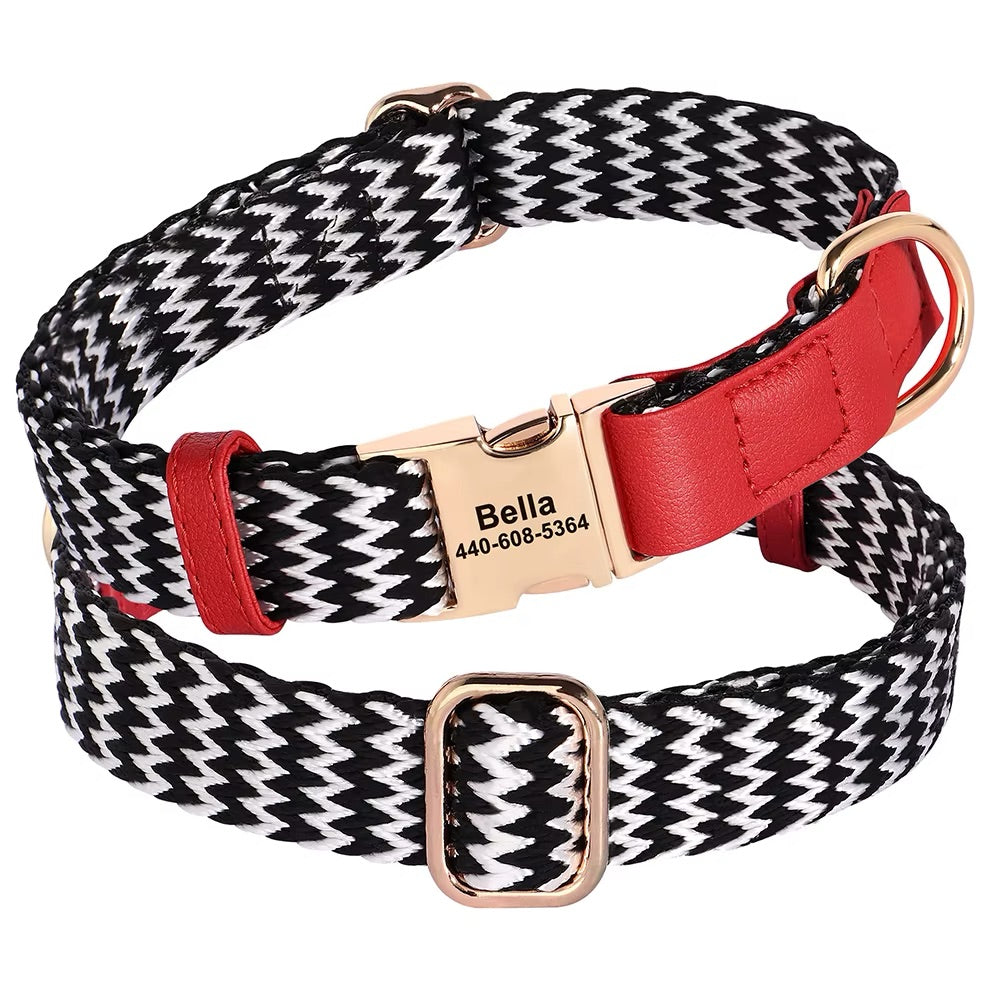 Personalisiertes Hundehalsband Lovi aus Nylon & Leder – Name & Telefonnummer (S–L)