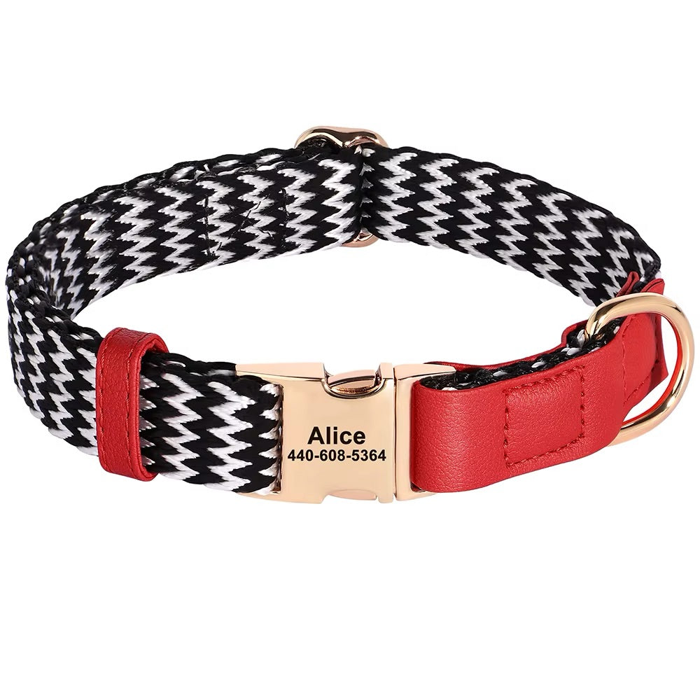 Personalisiertes Hundehalsband Lovi aus Nylon & Leder – Name & Telefonnummer (S–L)