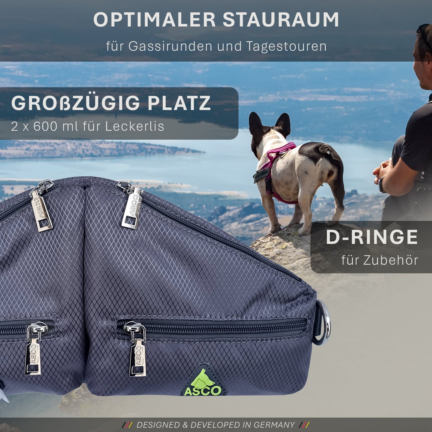 ASCO Leckerlibeutel Duo für Hunde mit 2 Leckerlitaschen