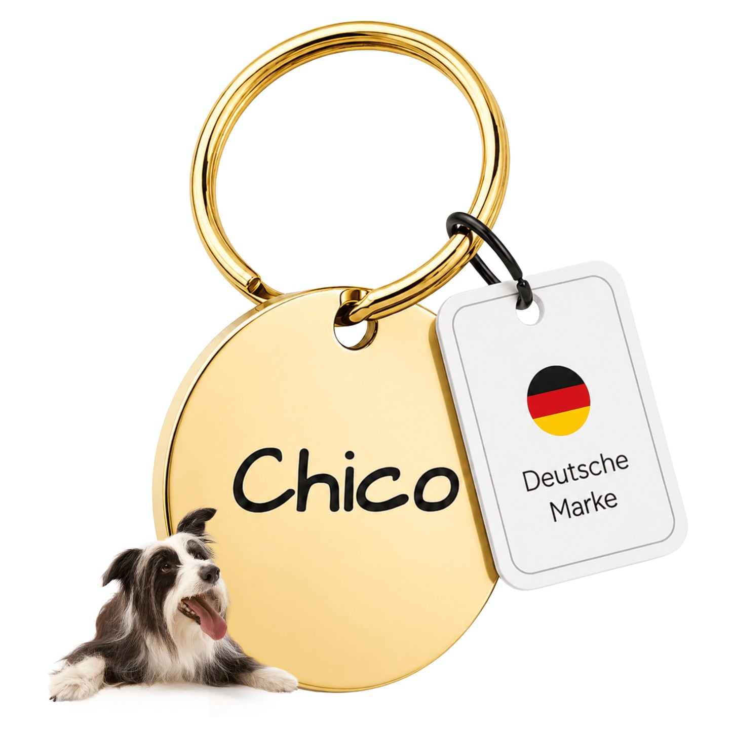 Hundemarke mit Gravur, Name und Telefon personalisiert, rund, 25mm oder 30mm in verschiedenen Farben