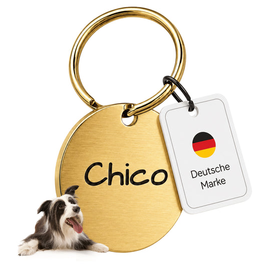 Hundemarke mit Gravur, Name und Telefon personalisiert, rund, 25mm oder 30mm in verschiedenen Farben