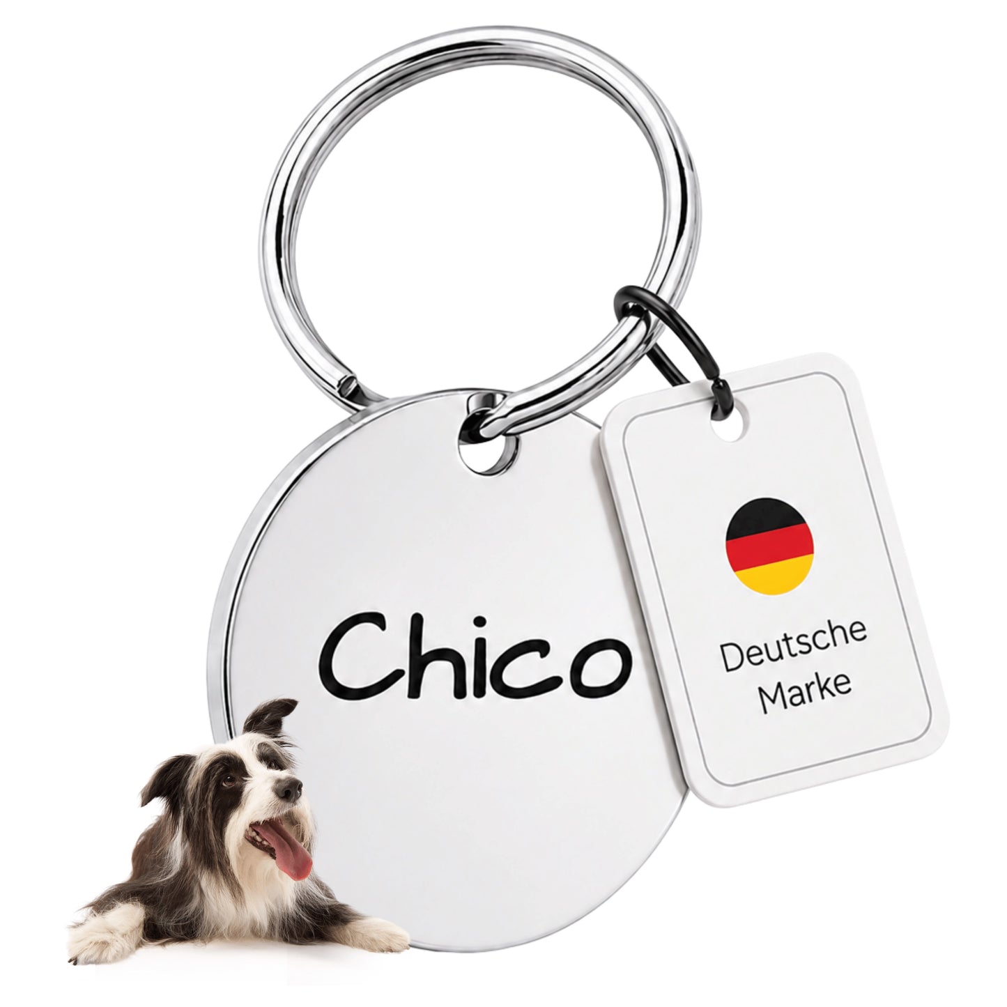 Hundemarke mit Gravur, Name und Telefon personalisiert, rund, 25mm oder 30mm in verschiedenen Farben