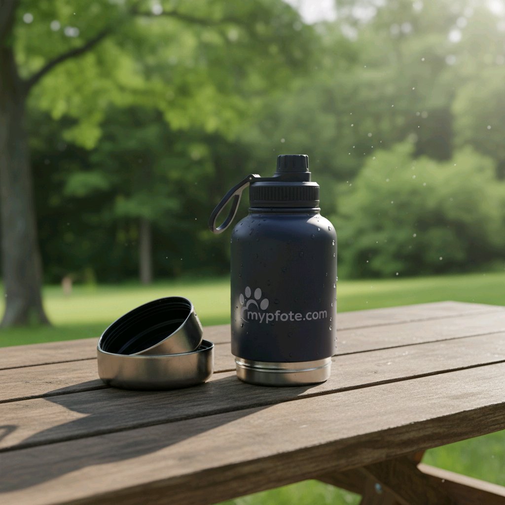 3-in-1 Hunde Trinkflasche "Peluna" – Wasser & Futter für unterwegs aus Edelstahl