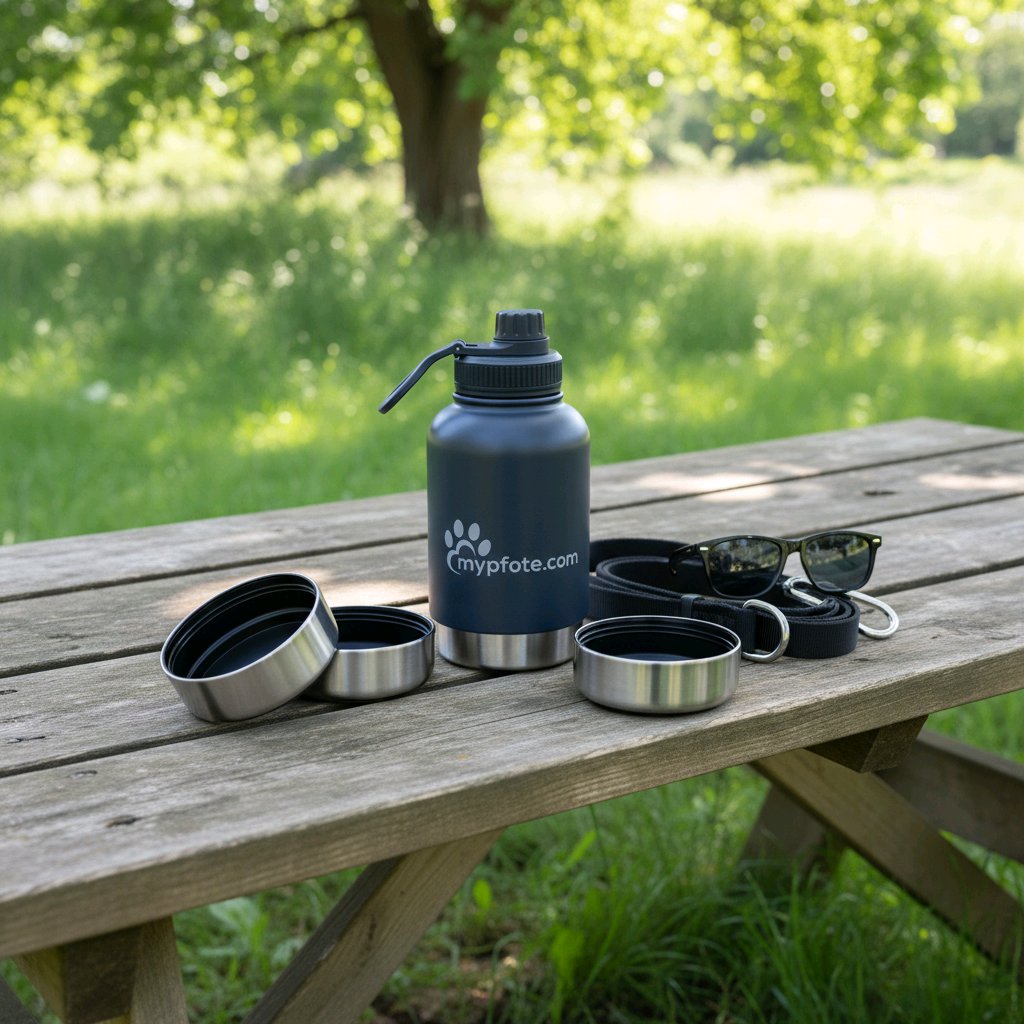 3-in-1 Hunde Trinkflasche "Peluna" – Wasser & Futter für unterwegs aus Edelstahl