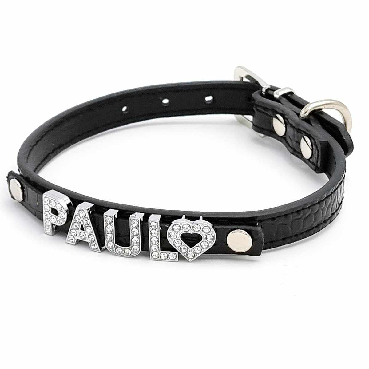 Cooles Kroko Hundehalsband personalisiert mit Glitzersteinen + Symbol