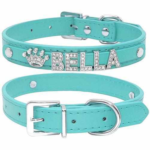 Edles Hundehalsband personalisiert mit Glitzersteinen + Symbol